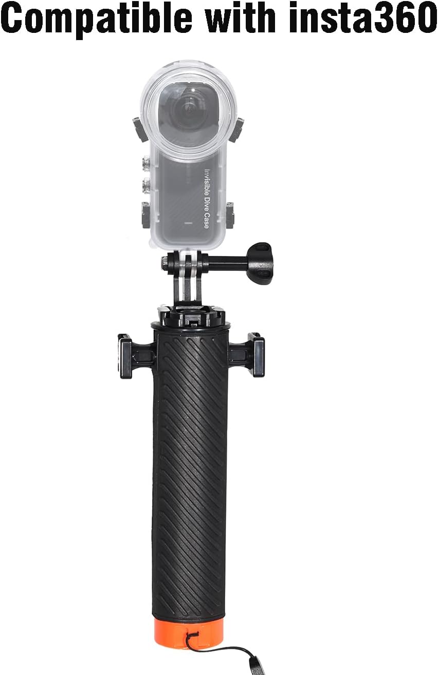 Fotoleey Action Camera Floating Hand Grip Compatible with Insta360 X4, X3, GO 3, Ace Pro & Go Pro Hero 12, 11, 10, DJI Action Cameras with Cold Shoe Interface, Support Light and Microphone