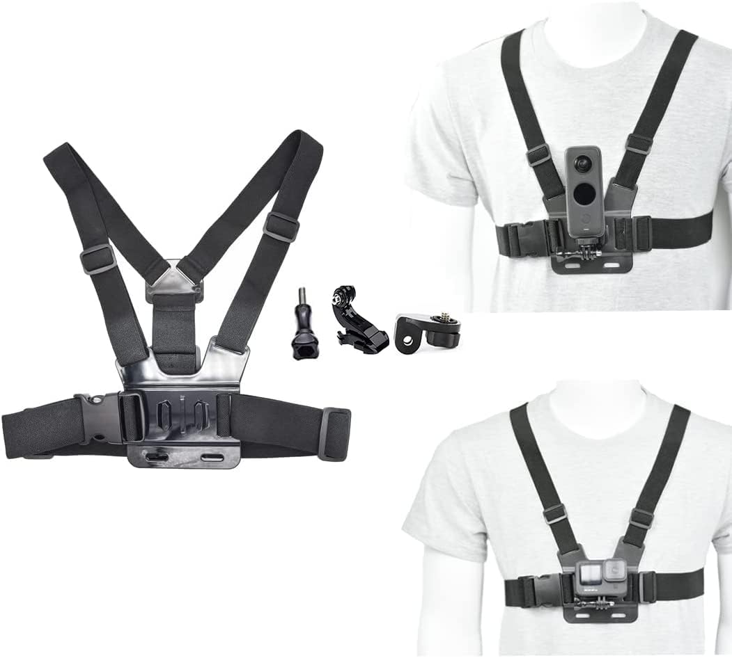 Fotoleey Accessory Kit for Insta360 X4,X3 Selfie Stick Chest Mount Harness Chesty Vest Head Mount Strap Compatible with GoPro Hero 12, Hero 11, Hero 10, DJI Osmo Action