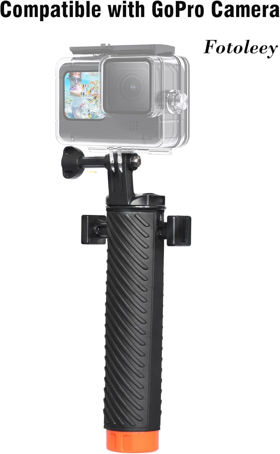 Fotoleey Action Camera Floating Hand Grip Compatible with Insta360 X4, X3, GO 3, Ace Pro & Go Pro Hero 12, 11, 10, DJI Action Cameras with Cold Shoe Interface, Support Light and Microphone