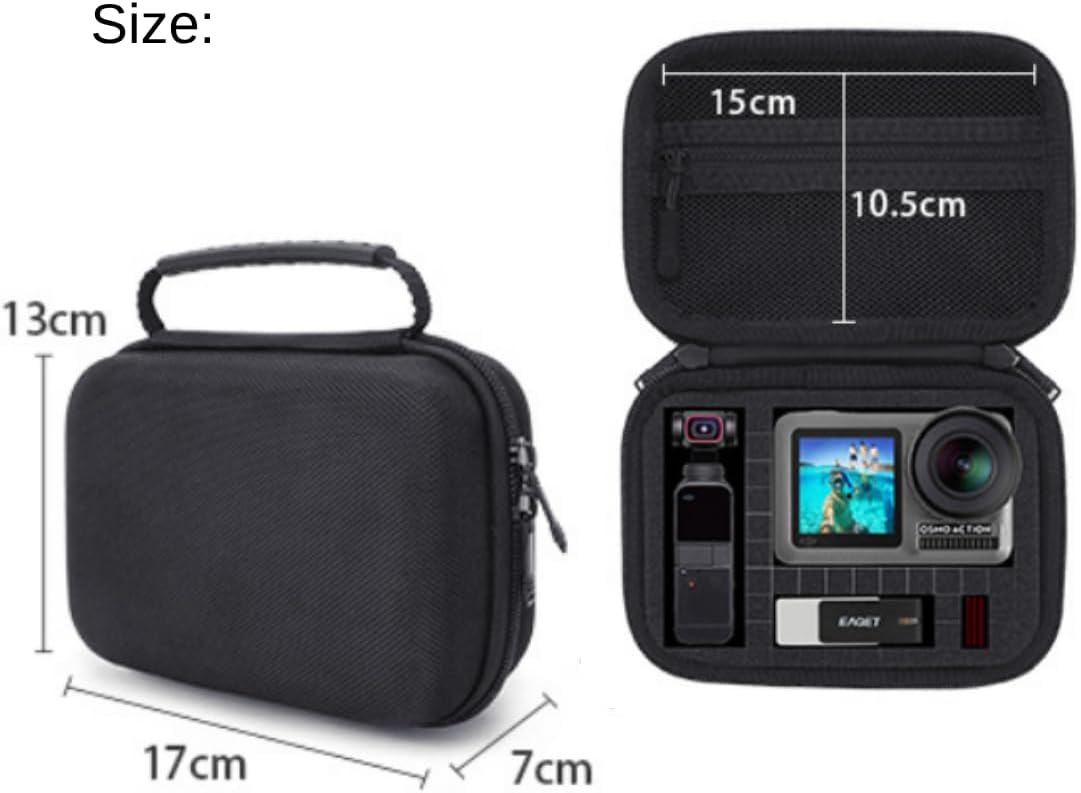 Body Camera Case with DIY Foam - Hard Shell EVA Storage for Thumb Camera, Action Camera - Shockproof, Anti-Pressure, Portable (17x13x7cm, 162g, Black)