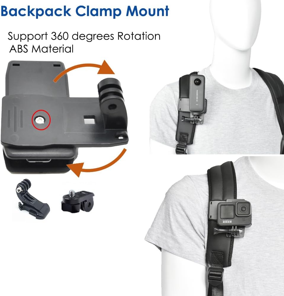 Accessory Kit for Insta360 X5/X4/X3/Ace Pro/Go3S - Chest, Backpack & Head Strap Mount Bundle Compatible with GoPro Hero 13-10