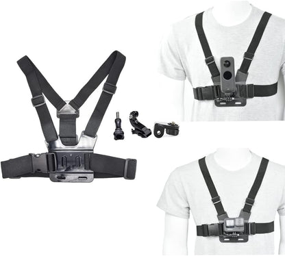 Fotoleey Accessory Kit for Insta360 X4,X3 Selfie Stick Chest Mount Harness Chesty Vest Head Mount Strap Compatible with GoPro Hero 12, Hero 11, Hero 10, DJI Osmo Action
