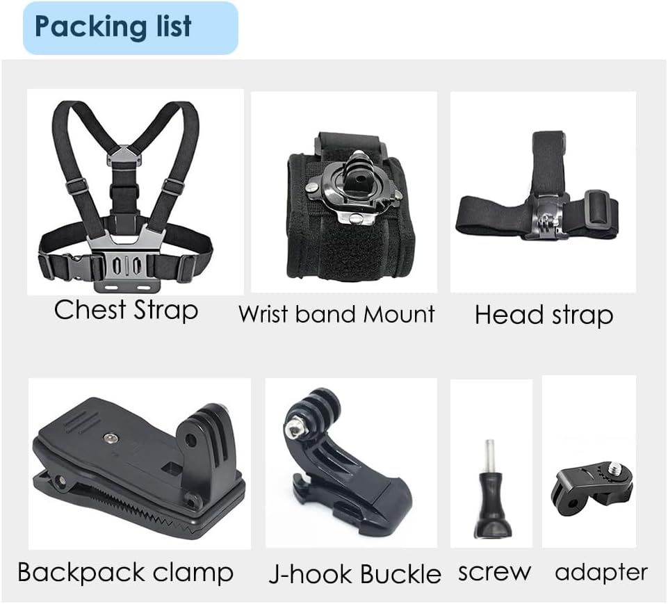 Accessory Kit for Insta360 X5/X4/X3/Ace Pro/Go3S - Chest, Backpack & Head Strap Mount Bundle Compatible with GoPro Hero 13-10