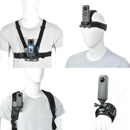 Accessory Kit for Insta360 X5/X4/X3/Ace Pro/Go3S - Chest, Backpack & Head Strap Mount Bundle Compatible with GoPro Hero 13-10