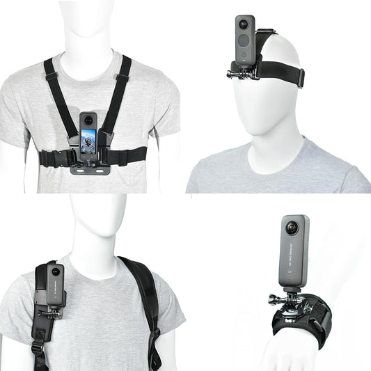 Accessory Kit for Insta360 X5/X4/X3/Ace Pro/Go3S - Chest, Backpack & Head Strap Mount Bundle Compatible with GoPro Hero 13-10