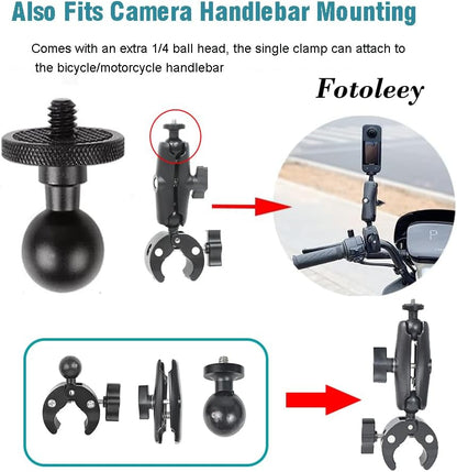Fotoleey 360 Camera Motorcycle kit with Invisible Stick- Motorcycle Bike Handlebar Clamp Mount for Insta360 X4, X3, X2, GoPro Hero 12, Hero 11- Action Camera Motorcycle Mount Bike Mount Kit
