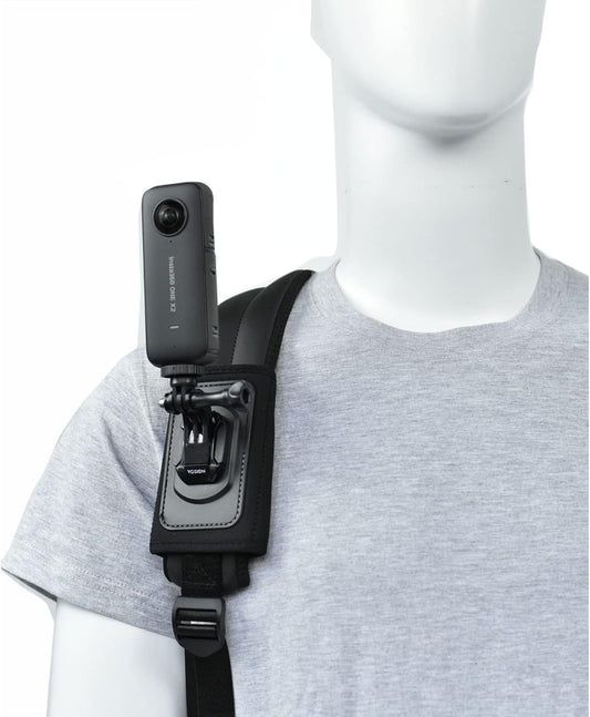 Action Camera Backpack Mount for Insta360 X5/X4/X3/Ace, One RS, Go3, Compatible with GoPro Hero 12,Hero 11, Angle Adjustable