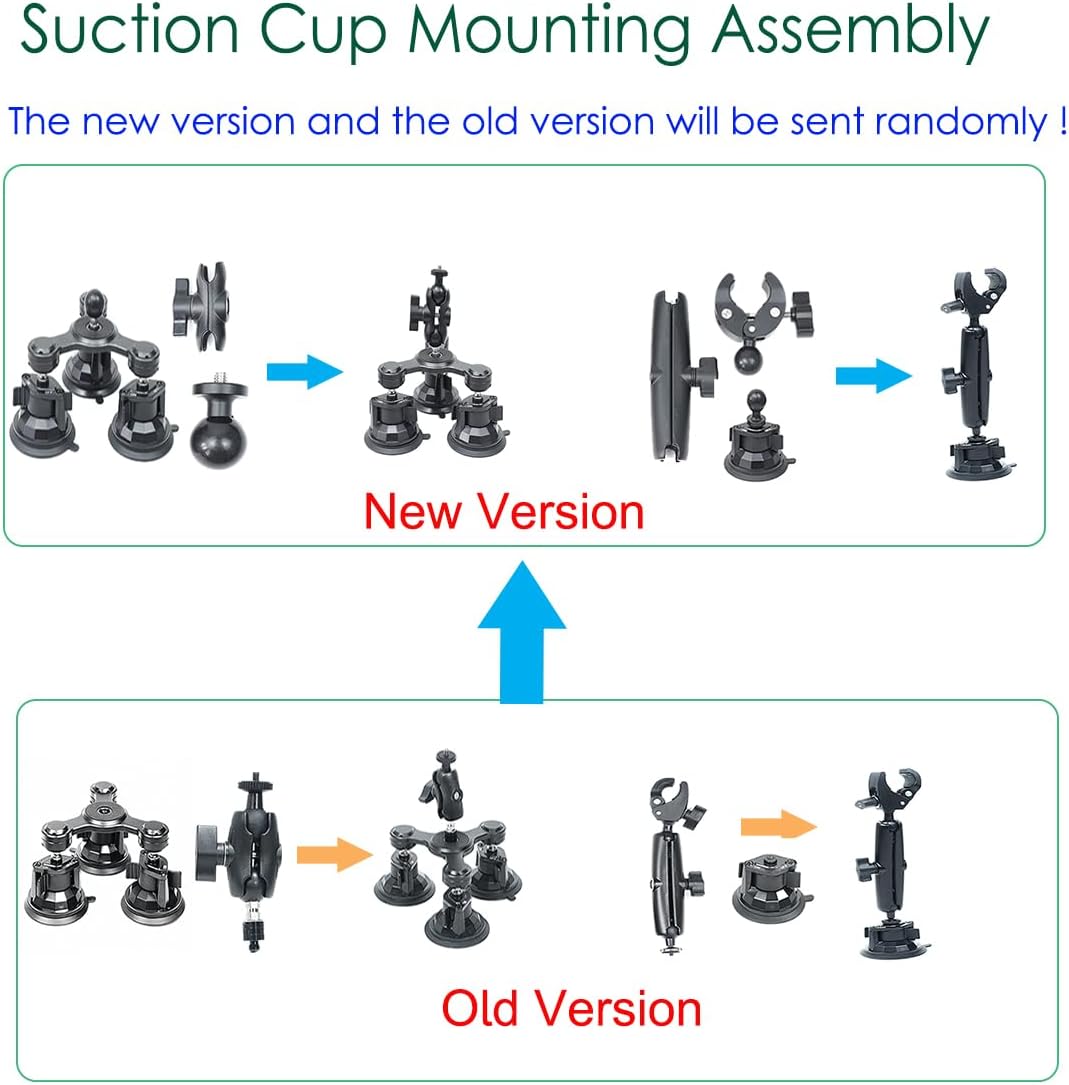 Camera Triple Suction Car Mount for Insta360 X5/X4/X3/Ace Pro, for GoPro Hero 13/12/11/10/9/8, with Big 4 Suction Cups, Stable, Adjustable, for Car Outside High Speed Vlogging (Stick Excluded)