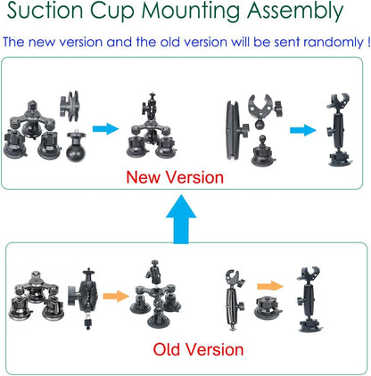 Camera Triple Suction Car Mount for Insta360 X5/X4/X3/Ace Pro, for GoPro Hero 13/12/11/10/9/8, with Big 4 Suction Cups, Stable, Adjustable, for Car Outside High Speed Vlogging (Stick Excluded)