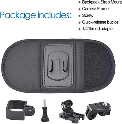 Fotoleey Backpack Mount for DJI Osmo Pocket 3 Compatible with Insta360 X3/X2/Ace Pro/Ace, GoPro Hero 12/11/10/9/8 Adjustable