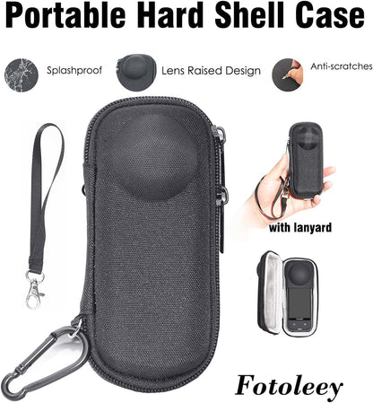 Fotoleey Accessory kit for Insta360 X4, Hard Shell Case for insta360 X4, including Lens Cap, Tripod, Screen Protector for Insta360 X4