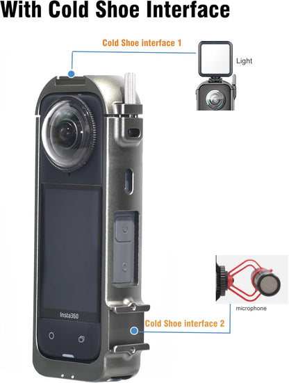 Fotoleey Metal Case for Insta360 X4 with Cold-Shoe Interface