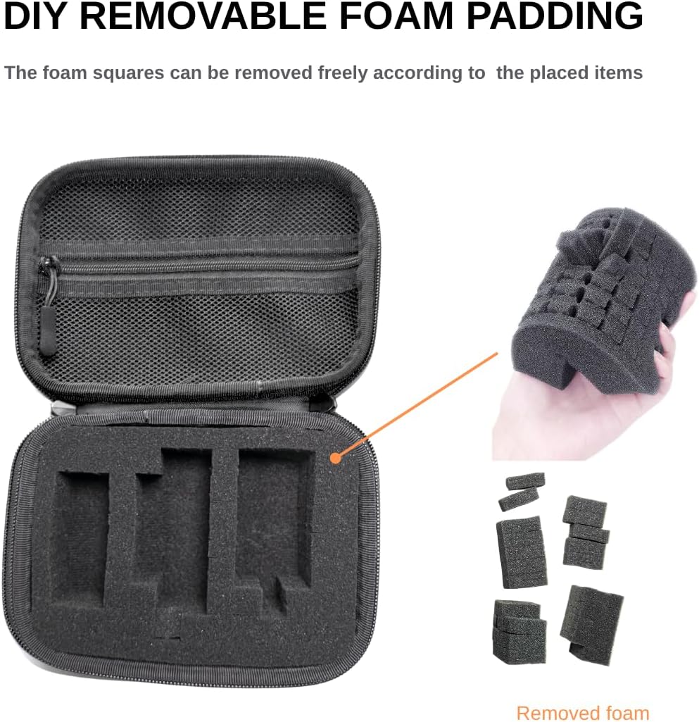 Body Camera Case with DIY Foam - Hard Shell EVA Storage for Thumb Camera, Action Camera - Shockproof, Anti-Pressure, Portable (17x13x7cm, 162g, Black)
