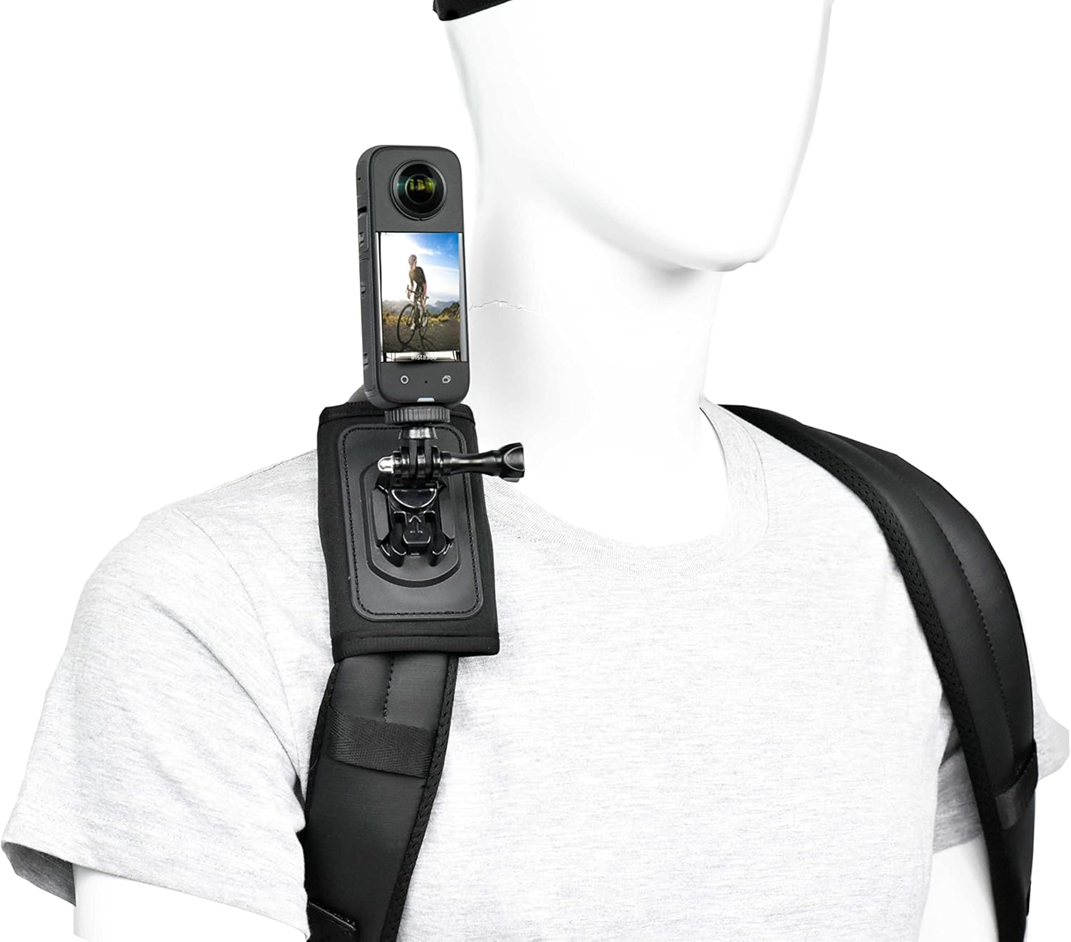 Action Camera Backpack Mount for Insta360 X5/X4/X3/Ace, One RS, Go3, Compatible with GoPro Hero 12,Hero 11, Angle Adjustable