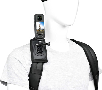 Action Camera Backpack Mount for Insta360 X5/X4/X3/Ace, One RS, Go3, Compatible with GoPro Hero 12,Hero 11, Angle Adjustable